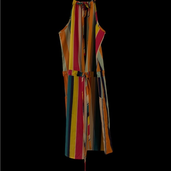 Multicolor bright striped summer sundress adjustable top & waist so fun S - Picture 2 of 6